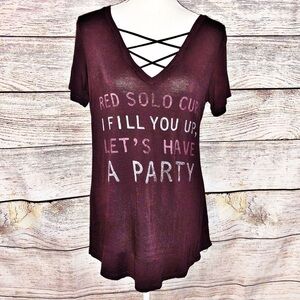 Lyric Culture Red Label "Red Solo Cup"  Burgundy T-shirt Size S